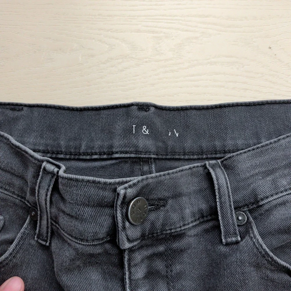 Mott & Bow Slim Stone Jeans Mens 31x32 Faded Black Stonewash Denim Pants Stretch